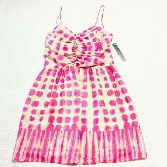 AQUA Size M Pink Polka DOT Printed Spaghetti Strap Dress NEW! - Picture 1 of 3